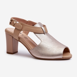 Jezzi Ženske sandale na visoku petu od eko kože, zlatne Queenmarie zlatna 1