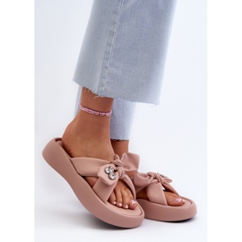 Ženske kožne japanke na platformu ružičaste boje GOE NN2N4109 ružičasta 2