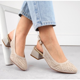 Ženske bež sandale od brušene kože na petu Jezzi RMR2263-4 1