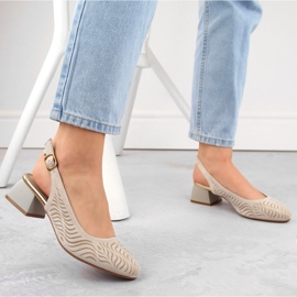 Ženske bež sandale od brušene kože na petu Jezzi RMR2263-4 2