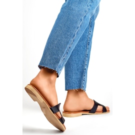 Crne ženske papuče od prirodne kože crna 1