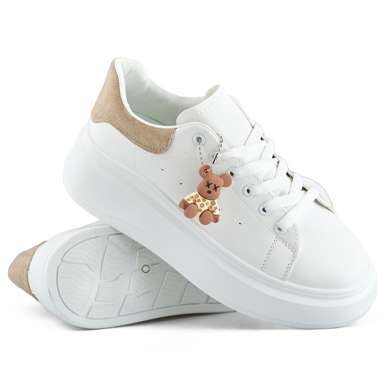 Bijele sportske cipele s debelim potplatom i bež medvjedić bijela 1