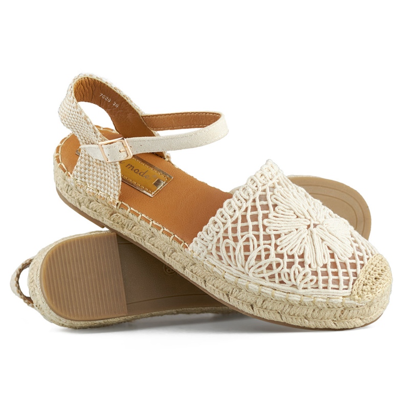 Bež espadrile sandale s debelim potplatom, pletene espadrile 1