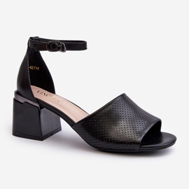 Vinceza Ženske sandale na visoku petu od eko kože, crne Horissa crna 1