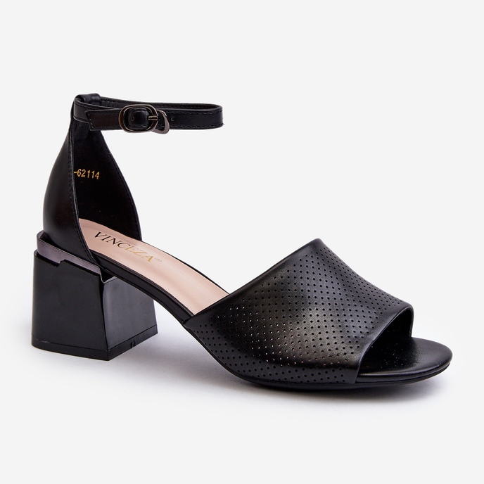 Vinceza Ženske sandale na visoku petu od eko kože, crne Horissa crna 1