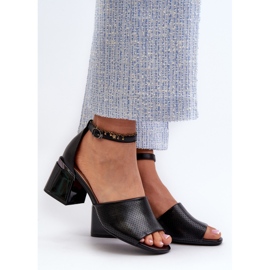 Vinceza Ženske sandale na visoku petu od eko kože, crne Horissa crno 2