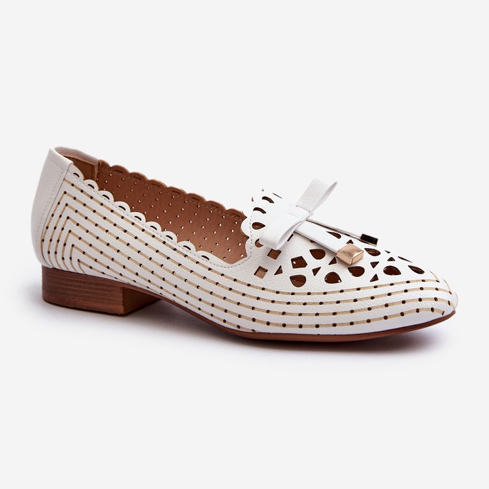 Jezzi Ženske ažur balerinke s mašnom, bijele Nestavije bijela 1