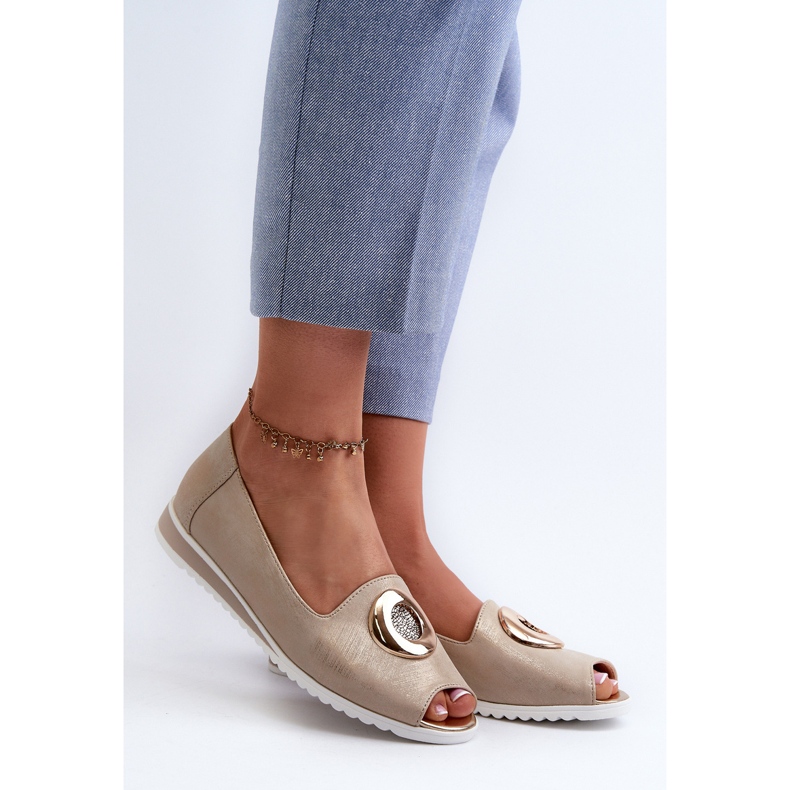 Jezzi Ženske salonke s ukrasom od eko kože, zlatna Biolita 2