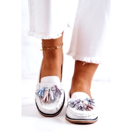 Evento Ženske kožne mokasinke s resama Bijela Laressa 2