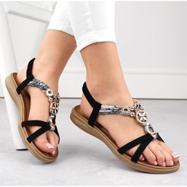 Udobne ženske ravne crne sandale Artiker 54C1334 crno 2