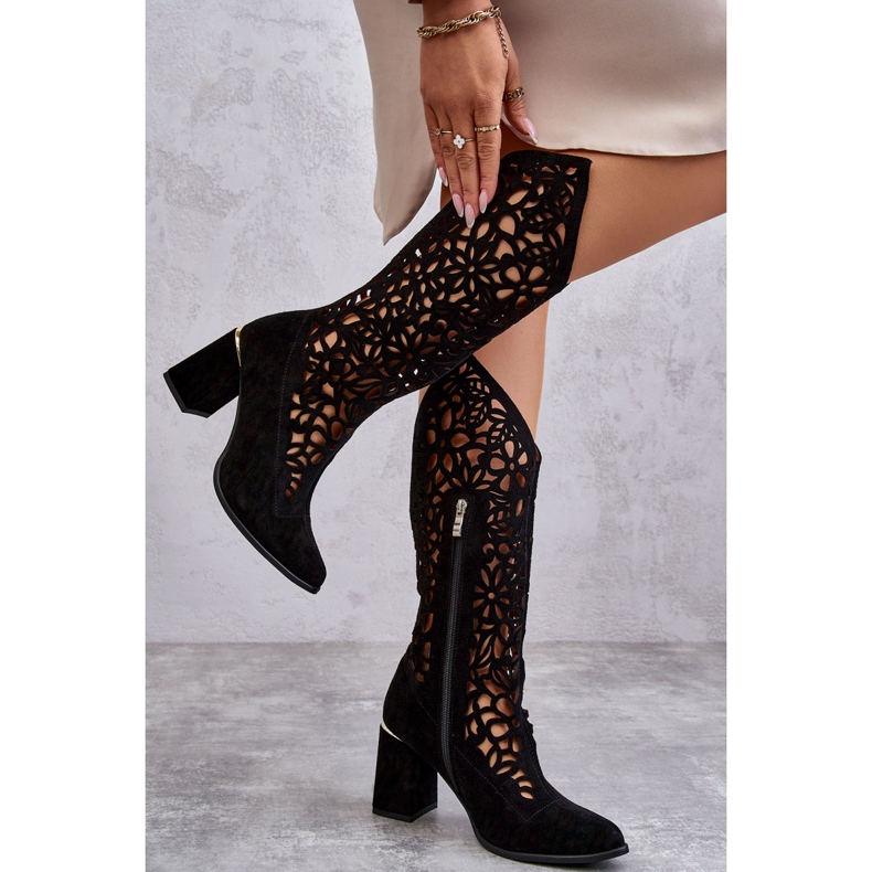 Lewski Shoes Ažurne čizme od brušene kože Cipele Leewski 3234 crne crno 2