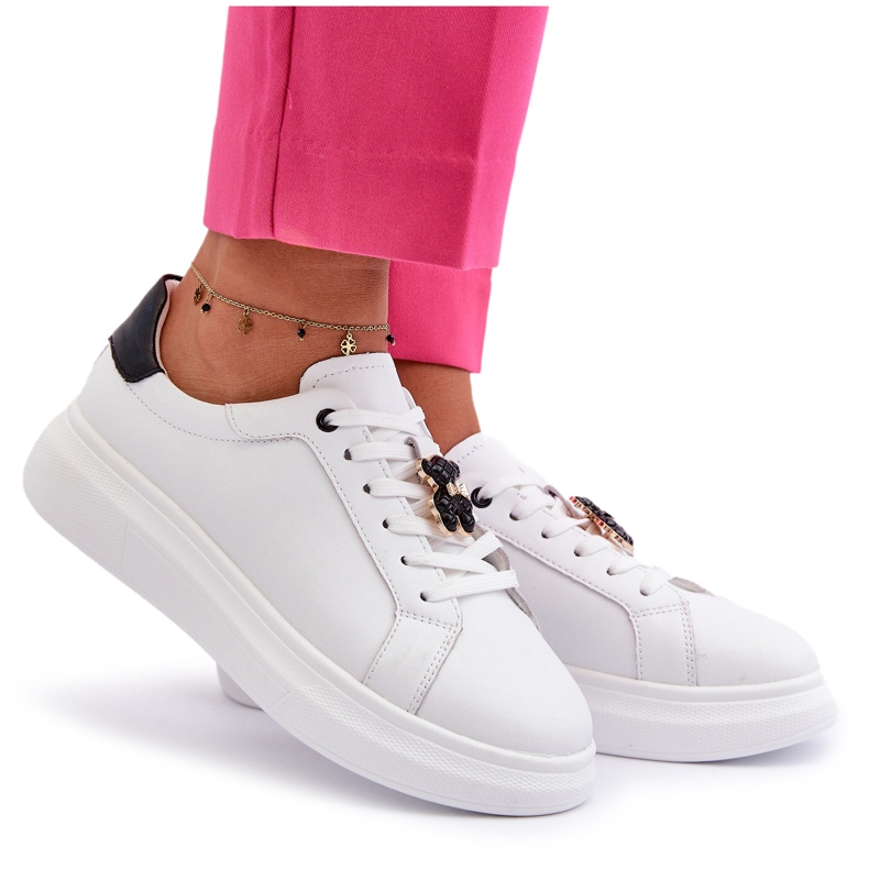 Vinceza Ženske kožne tenisice s medvjedićem, bijele Mirven bijela 4