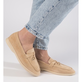 Ženske bež mokasine od brušene kože 2