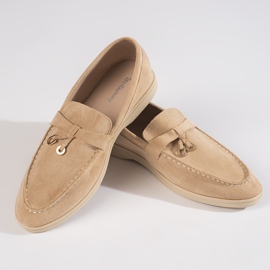 Ženske bež mokasine od brušene kože 1