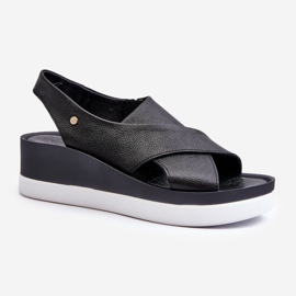 Zazoo 40256 Kožne sandale na platformu, crne crna 2