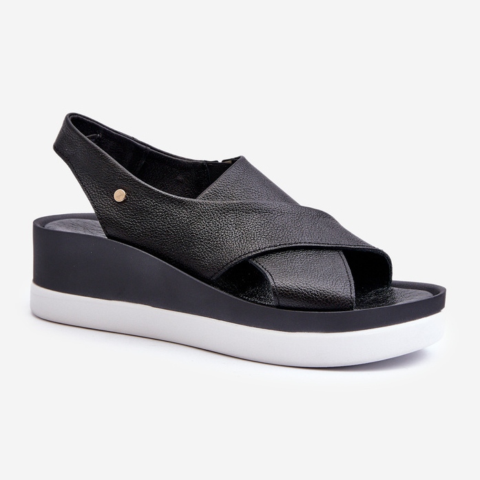 Zazoo 40256 Kožne sandale na platformu, crne crna 2