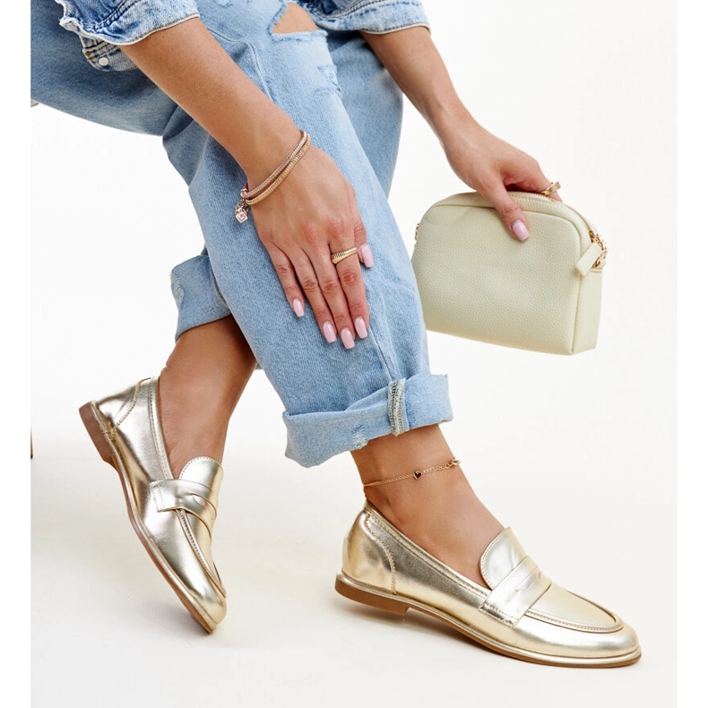 Klasične zlatne Nasia mokasine zlatna 1