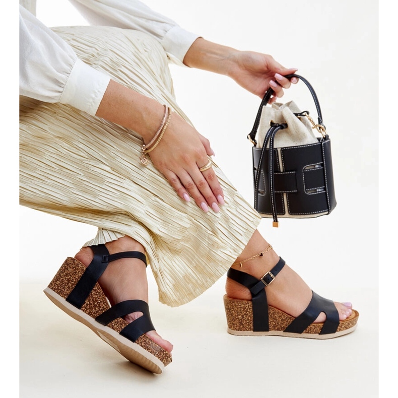 Gabera crne sandale na klin od pluta crna 1