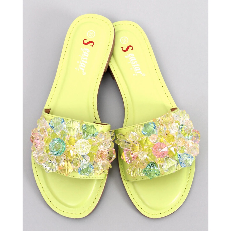 Estrada zelene papuče sa šarenim kamenčićima zelena 1