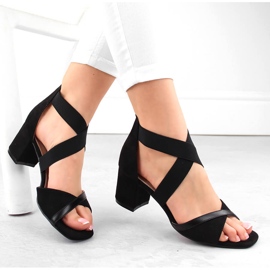 Ženske sandale na visoku petu s elastičnim trakama, crne Filippo DS6262 crno 1