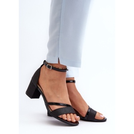 Vinceza Svjetlucave ženske sandale na nisku petu crne Ploemis crna 2