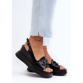 Jezzi Ženske sandale na platformu i tanku sa ukrasom, crne Janesca crna 2