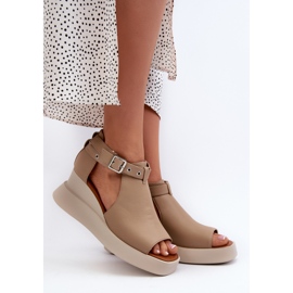 Jezzi Ženske sandale na platformu i wedge od eko kože, bež Hloeli 2