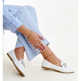 Bijele mokasine s cirkon Mali kopčom bijela 1