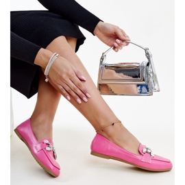 Tamno ružičaste mokasine s cirkon Mali kopčom ružičasta 1