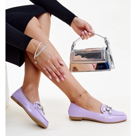 Ljubičaste mokasine s cirkon Mali kopčom ljubičasta 1