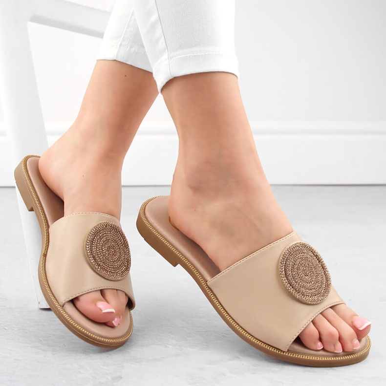 Bež ženske papuče sa cirkonima Filippo DP6217 1