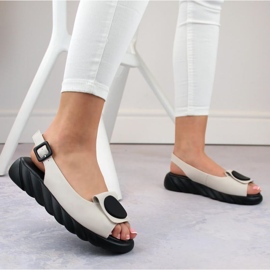 Udobne kožne sandale na platformi Artiker W HBH74B, bež boje 1