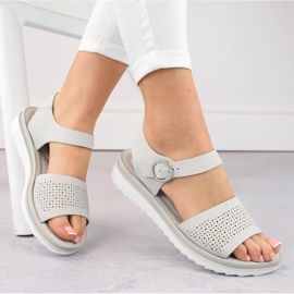 Ženske sive ažur sandale Sergio Leone SK082H siva 1