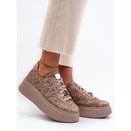 Kožne sportske cipele na platformu Maciejka 06191-10 Bež 2