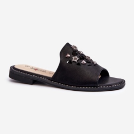 Sjajne ženske japanke s ukrasima S.Barski KV27-063 crne crna 1