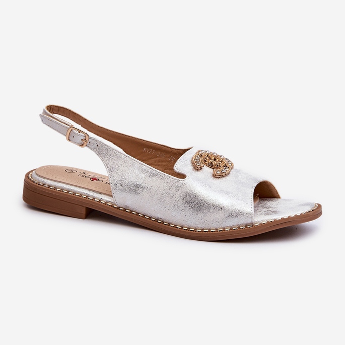 Ženske sandale s ukrasom S.Barski KV27-049 Srebro 1