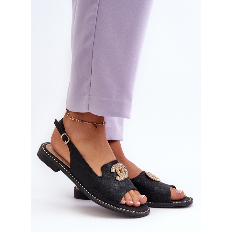 Ženske sandale s ukrasom S.Barski KV27-049 crne crna 2