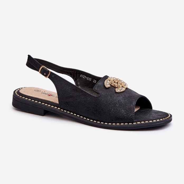 Ženske sandale s ukrasom S.Barski KV27-049 crne crna 1