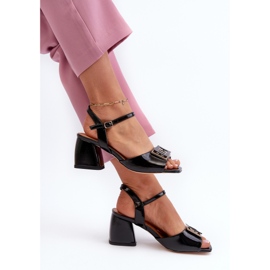 S.Barski Elegantne lakirane sandale s ukrasom crne boje D&amp;A MR38-202 crno 1