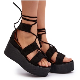 Seastar Ženske sandale s vezicama crne Helavi crno 4