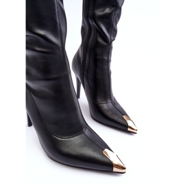 S.Barski MR870-59 Kožne čizme na visoku petu iznad koljena, crne crno 4