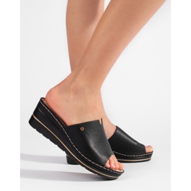 Crne udobne ženske sandale na wedge crna 1