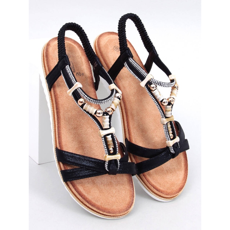 Montier Crne sandale s perlama crno 1