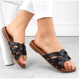 Ženske crne rimske japanke Sergio Leone SK076H crna 1