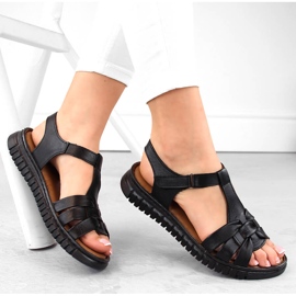 Ženske kožne sandale na čičak, crne Artiker 54C0812 crna 1