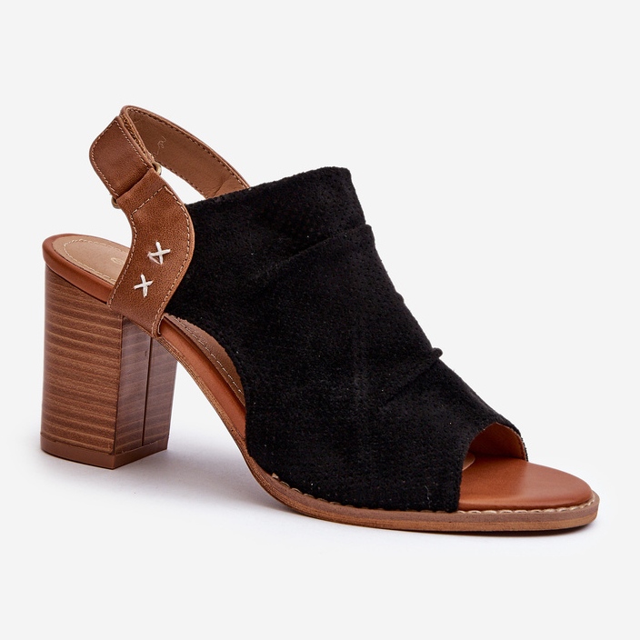 Ženske ažur sandale na visoku petu crne Rosca crna 1