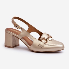 Kožne sandale na visoku petu Maciejka 06419-25 zlatne zlatni 1