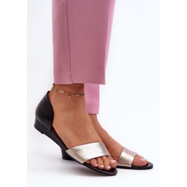 Kožne sandale Maciejka 1971-67 crne i zlatne zlatni 2