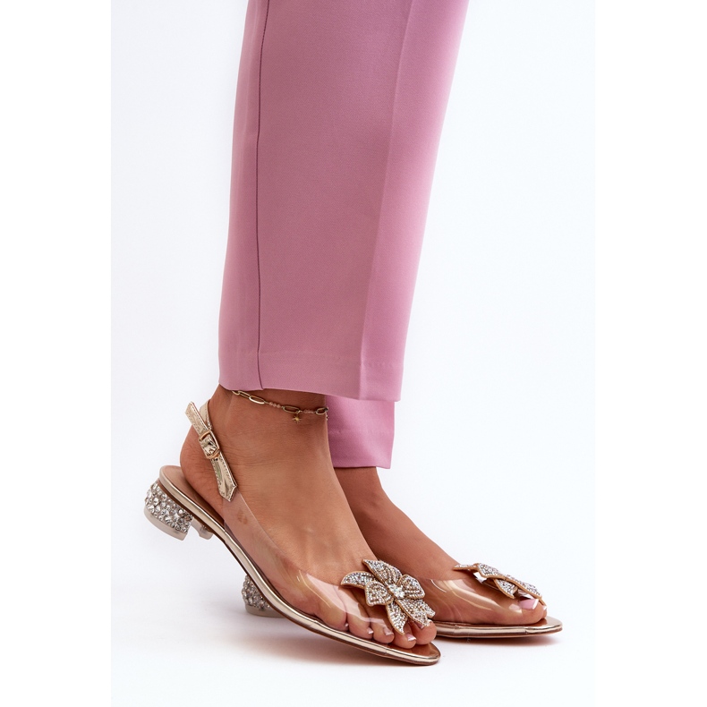 S.Barski Prozirne sandale na nisku petu sa zlatnim ukrasom D&amp;A MR38-383 2