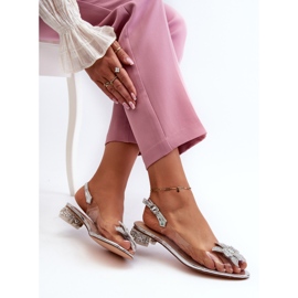 S.Barski Prozirne sandale na nisku petu sa srebrnim ukrasom D&amp;A MR38-383 srebro 1